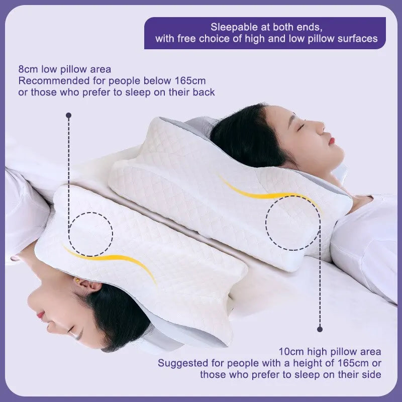 NNEOBA Butterfly Memory Foam Pillow Neck Support Grey