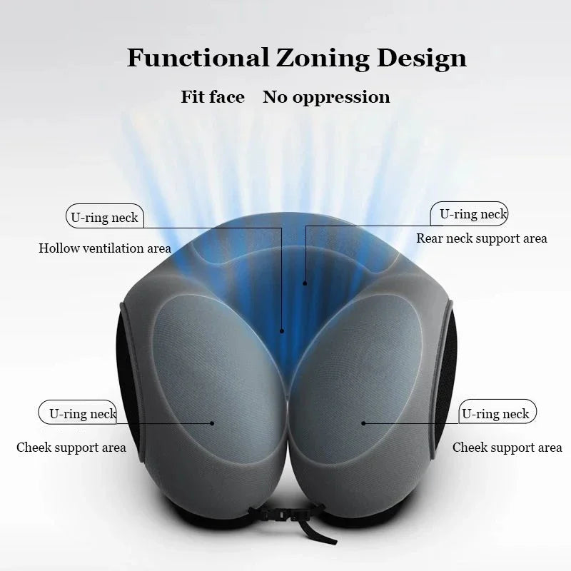U-Shaped Memory Foam Neck Pillow Travel Support Dark Gray