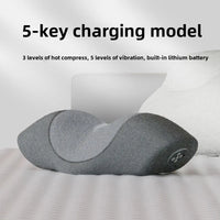 Wireless Cervical Massage Pillow Memory Foam Neck Support Grey