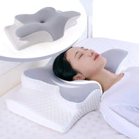 Butterfly Memory Foam Pillow Neck Support Grey
