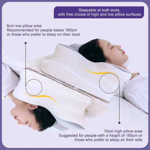 Butterfly Memory Foam Pillow Neck Support Grey
