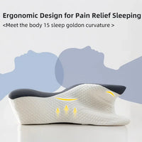 Butterfly-Shaped Orthopedic Memory Foam Pillow Cervical Neck Support Grey