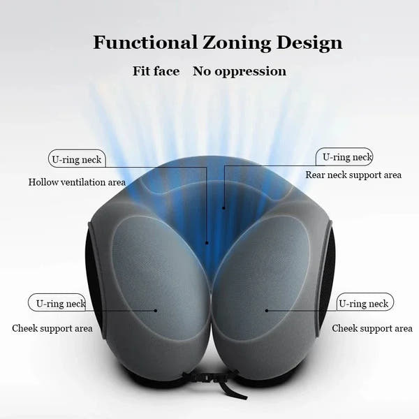 U-Shaped Memory Foam Neck Pillow Travel Support Dark Gray