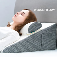 2-Piece Memory Foam Wedge Pillow Set Triangle Neck Support Dark Grey