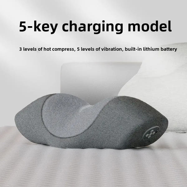 Wireless Cervical Massage Pillow Memory Foam Neck Support Grey